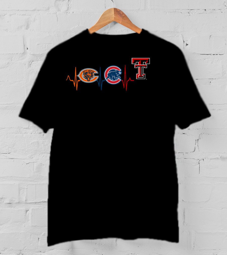 Chicago Bears Cubs Texas Tech Trr Heartbeat T-Shirt