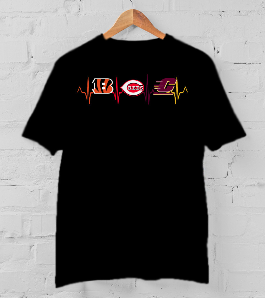 Bengals Reds Cmc Heartbeat T-Shirt