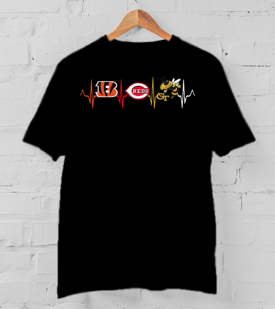 Bengals Reds Georgia Tech Buzz Heartbeat T-Shirt
