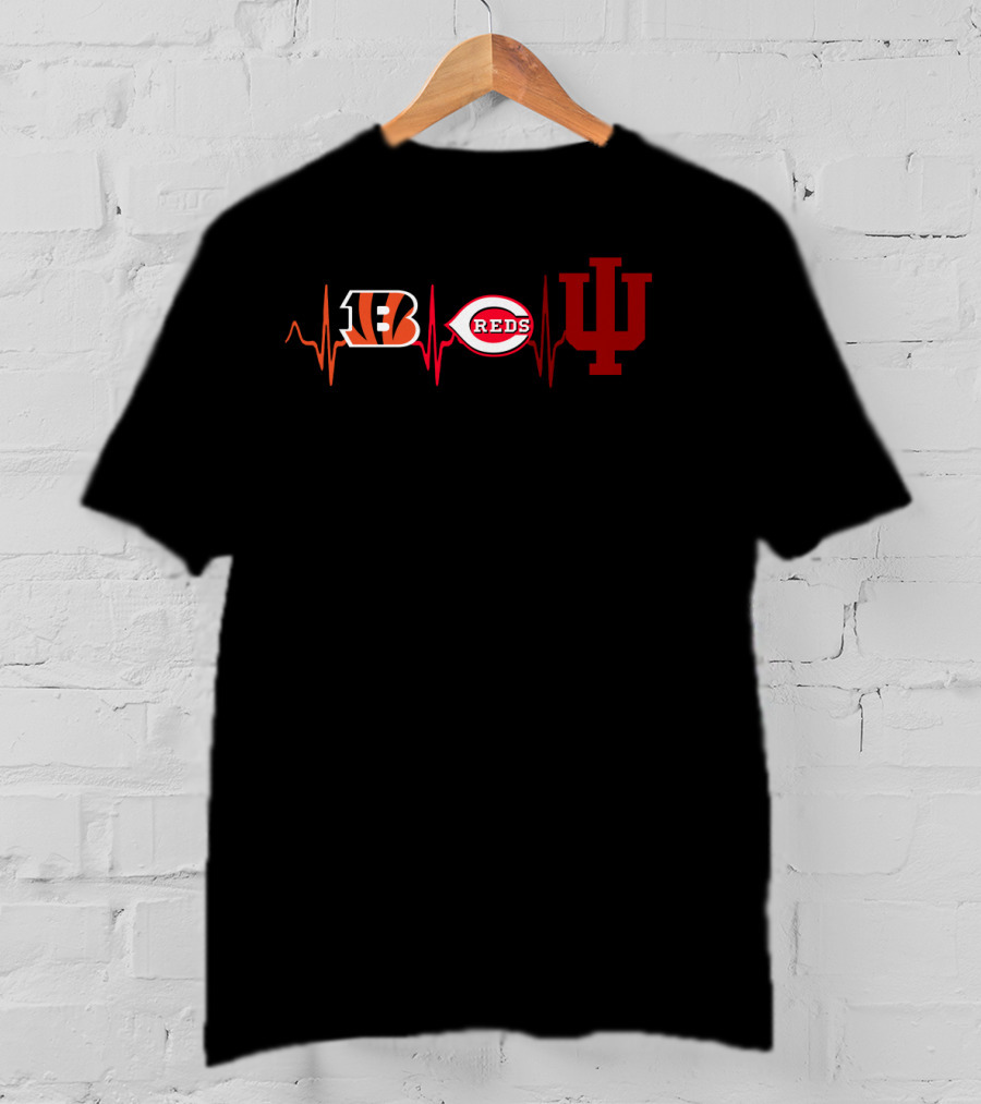 Bengals Reds Indiana Heartbeat T-Shirt