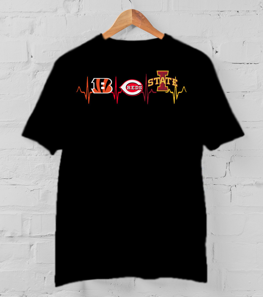 Bengals Reds Iowa State Heartbeat T-Shirt