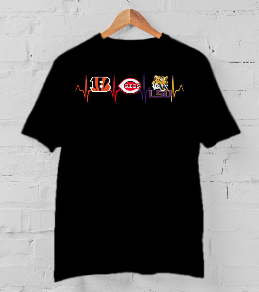 Love Bengals Reds Lsu Tiger Combo T-Shirt