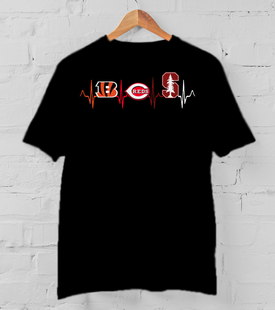 Bengals Reds Stanford Heartbeat T-Shirt