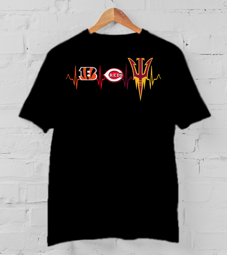 Love Bengals Reds Heartbeat With State Symbol T-Shirt