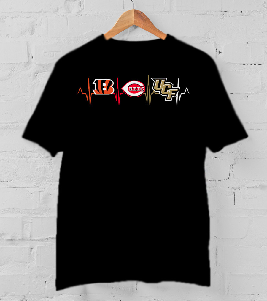 Bengals Reds Ucf Heartbeat T-Shirt