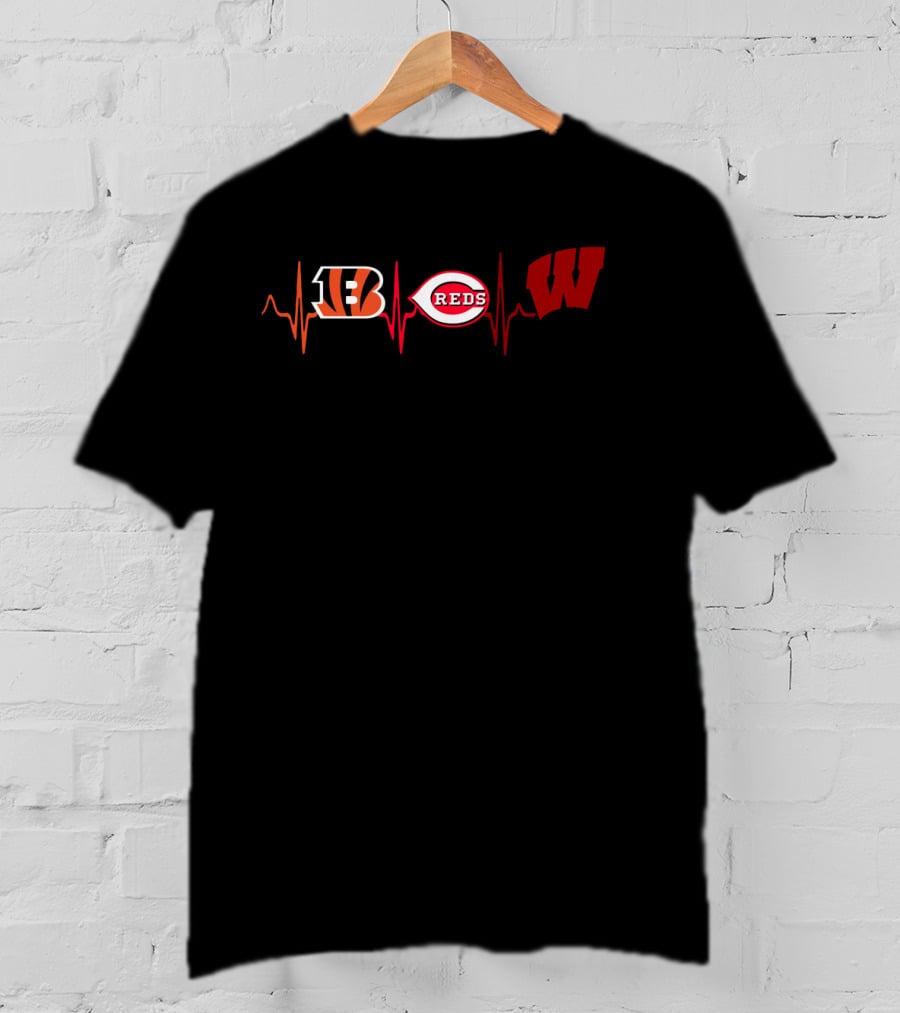 Love Bengals Reds Wisconsin Heartbeat T-Shirt