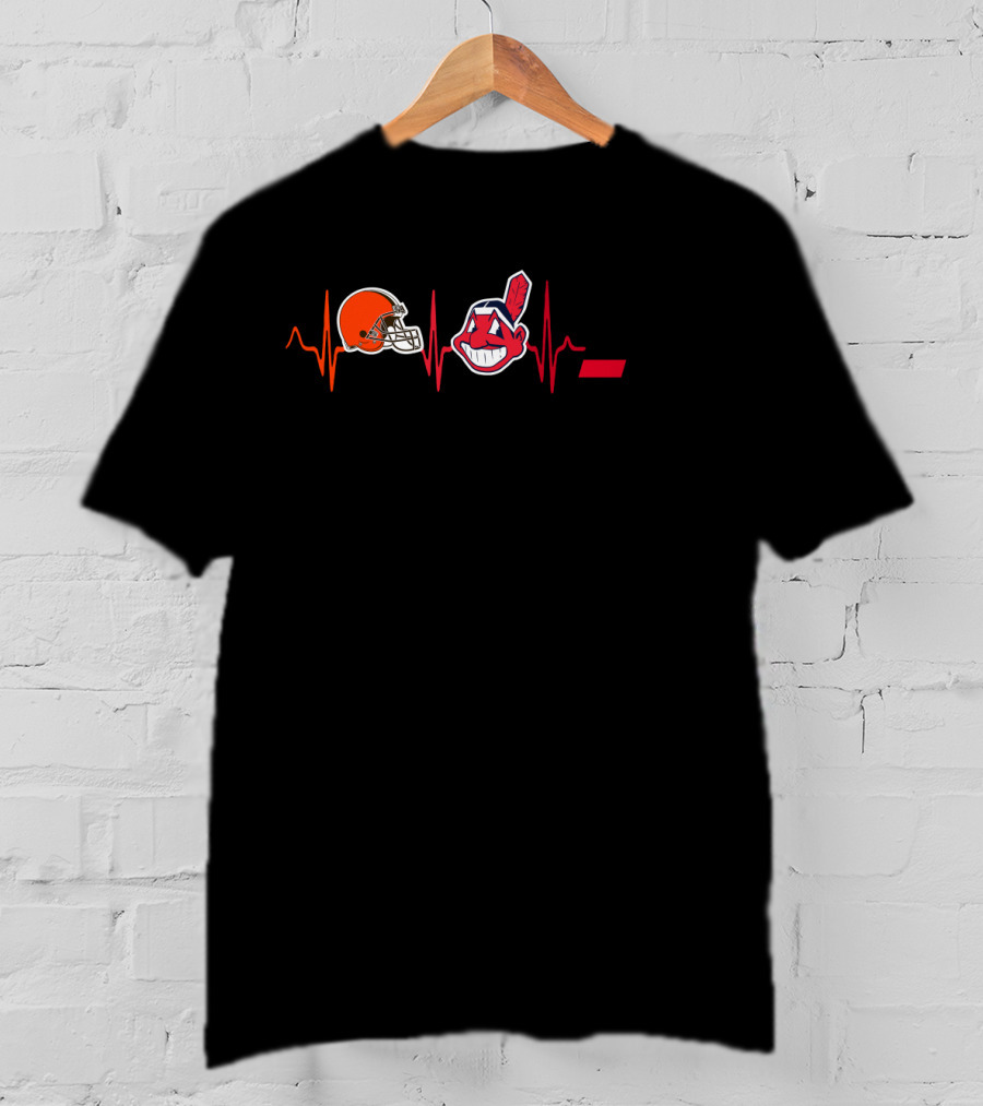 Cleveland Browns Cleveland Indians Cincinnati Bearcats Heartbeat T-Shirt