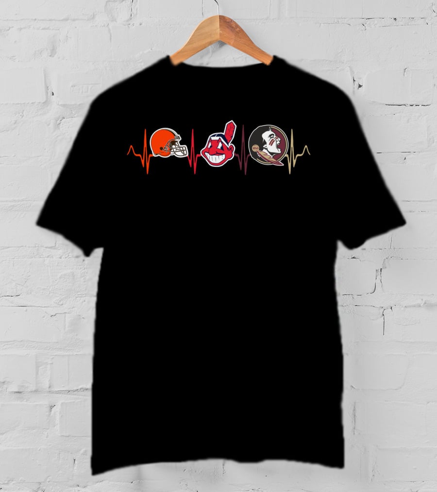 Love Browns Indians Fss Heartbeat T-Shirt