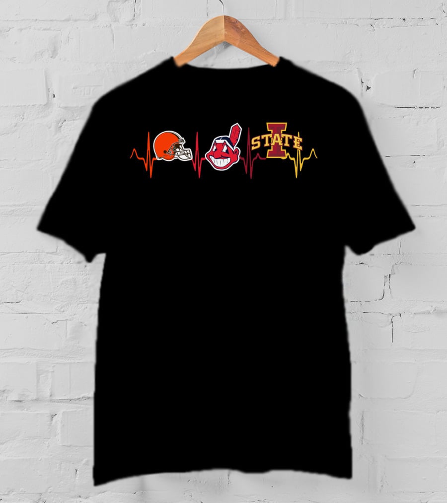 Cleveland Browns Indians Iowa State Cyclones Heartbeat T-Shirt