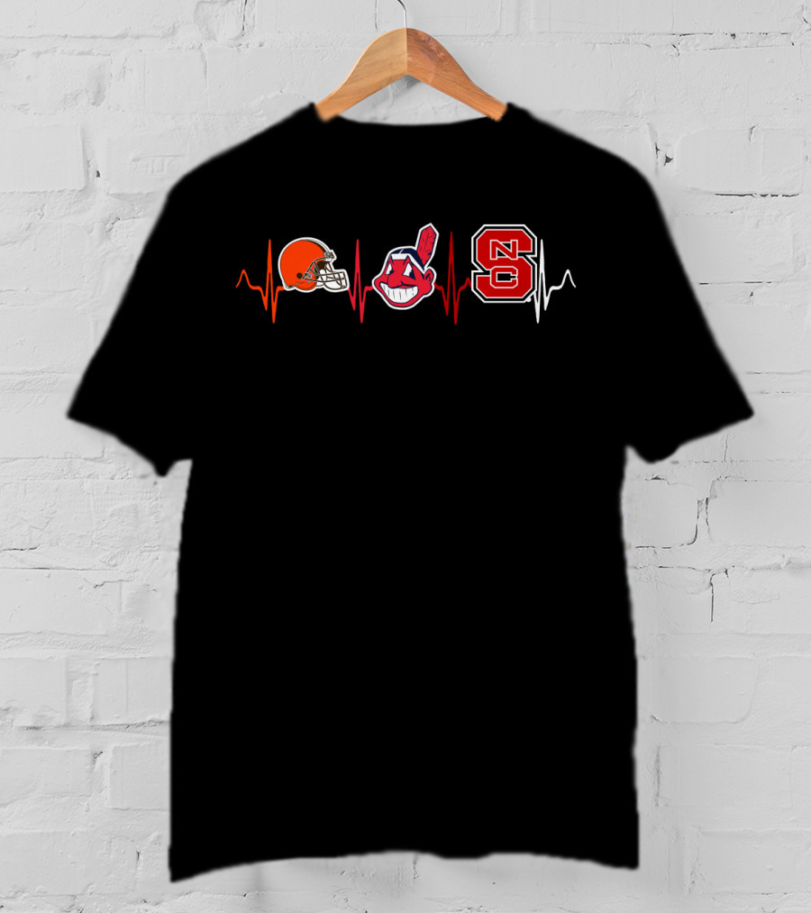 Love Browns Indians Ncs Heartbeat T-Shirt