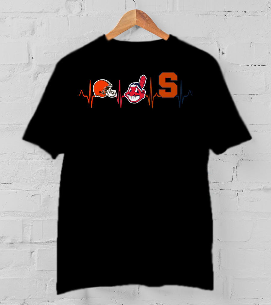 Cleveland Browns Indians Syracuse Heartbeat T-Shirt