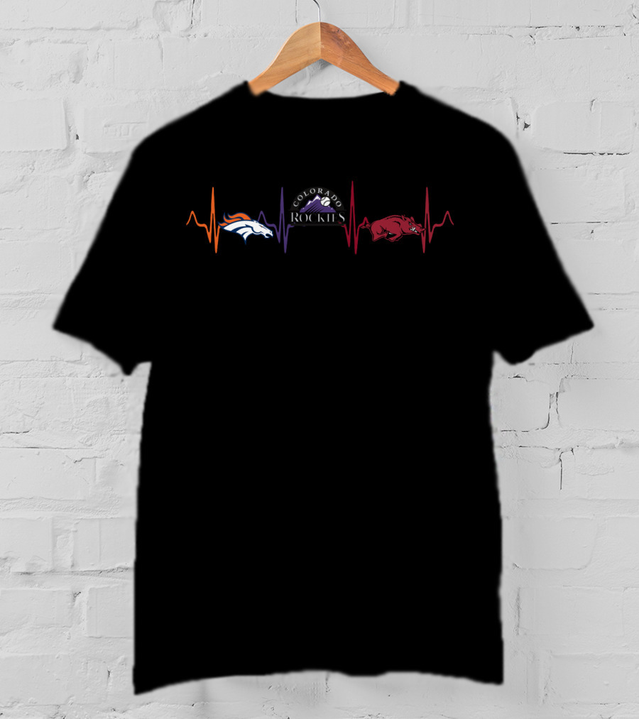 Love Broncos Colorado Rockies With Ar Razorbacks T-Shirt