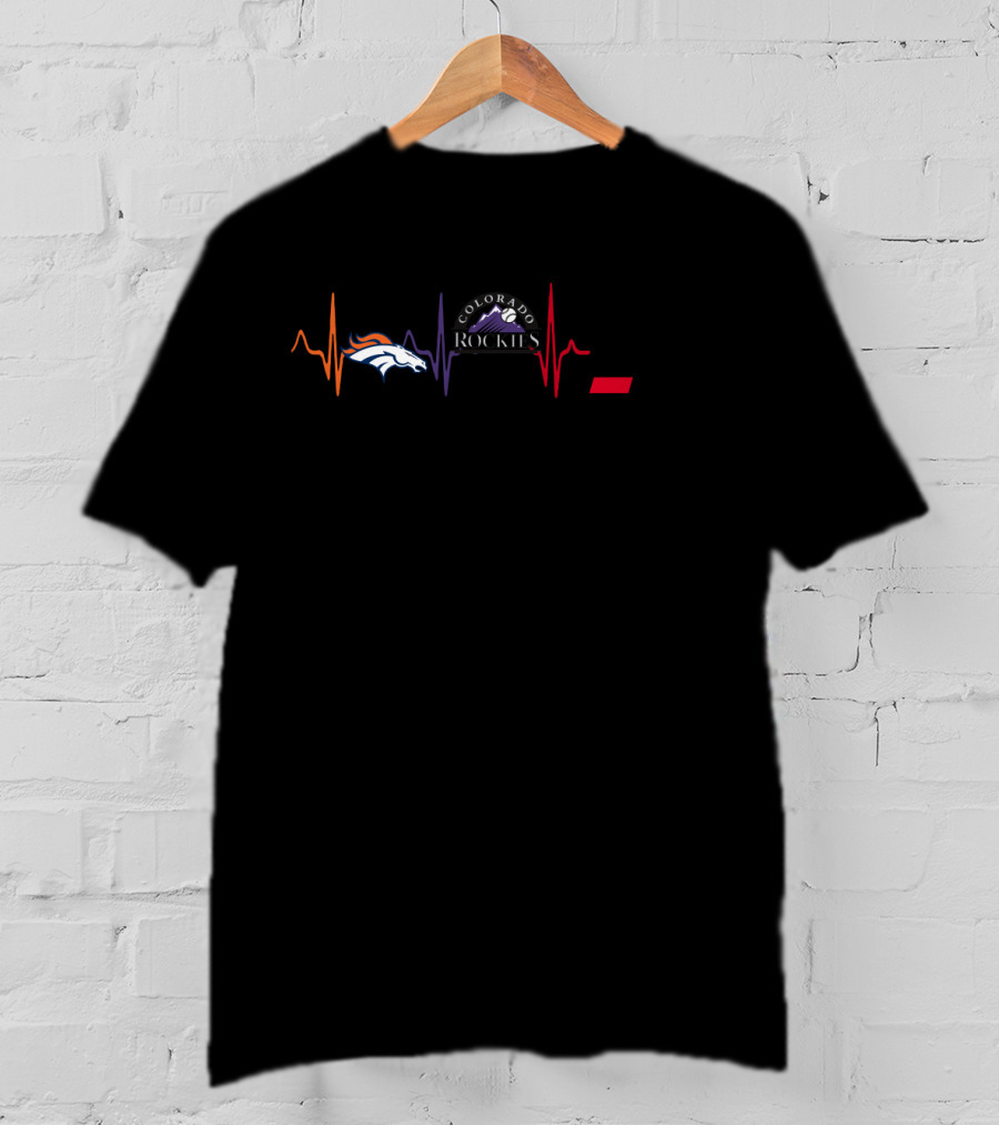 Denver Broncos Colorado Rockies Cincinnati Bearcats Heartbeat T-Shirt