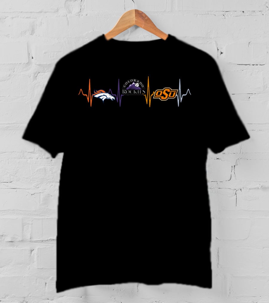 Love Broncos Colorado Rockies Osu Heartbeat T-Shirt