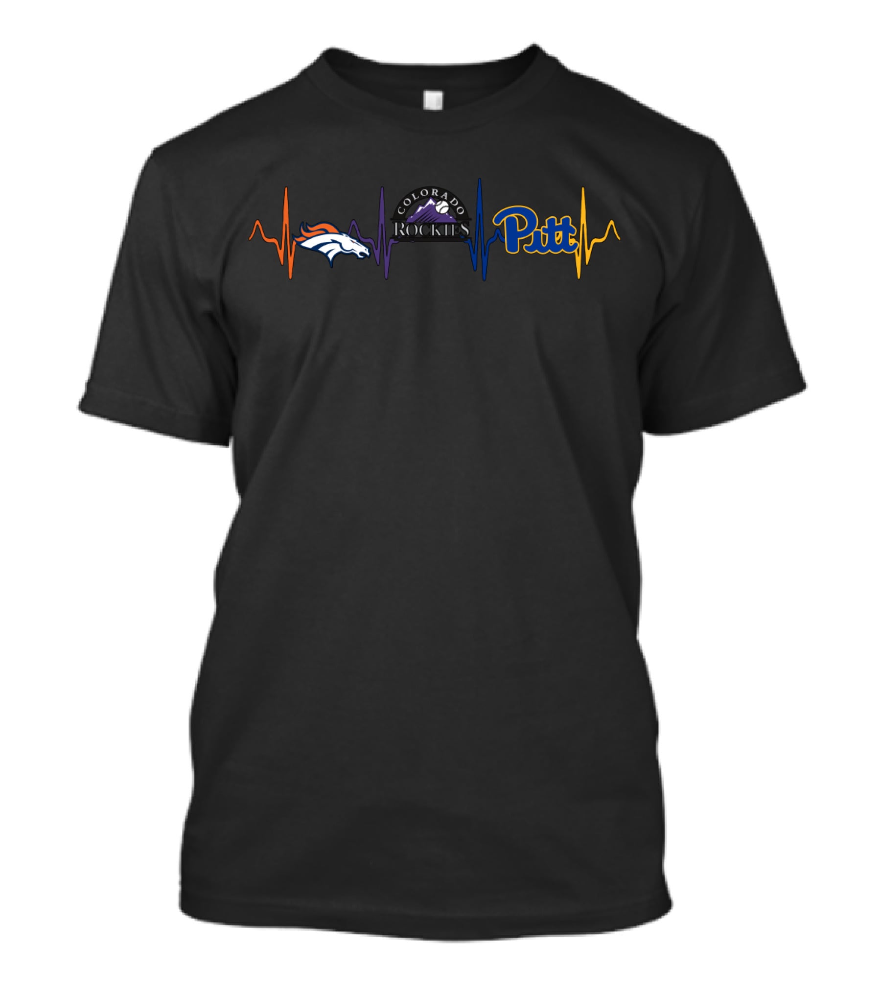 Love Broncos Colorado Rockies Pitt Heartbeat T-Shirt