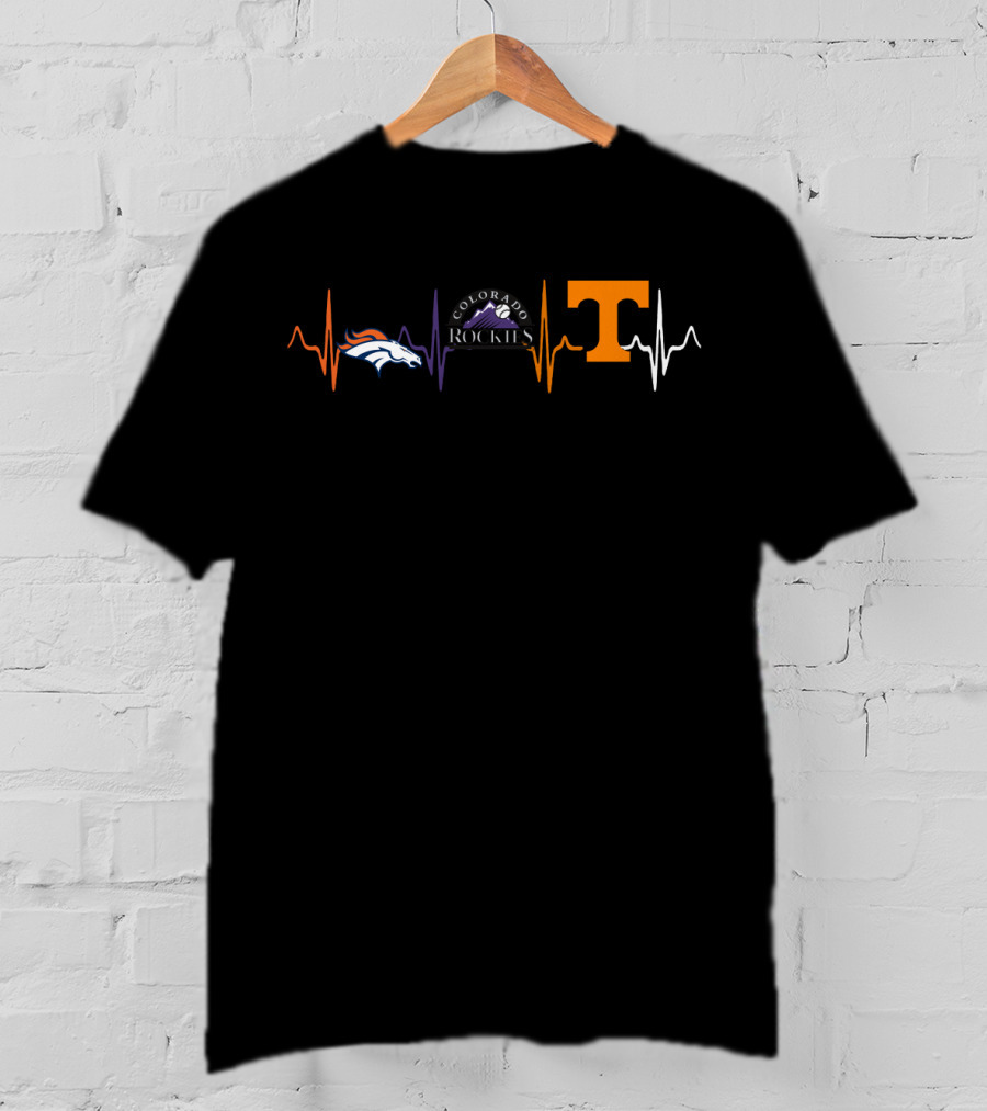 Love Broncos Rockies Tennessee Heartbeat T-Shirt