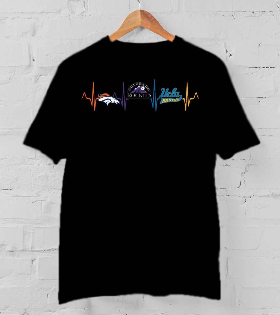 Love Broncos Colorado Rockies Ucla Bruins Heartbeat T-Shirt