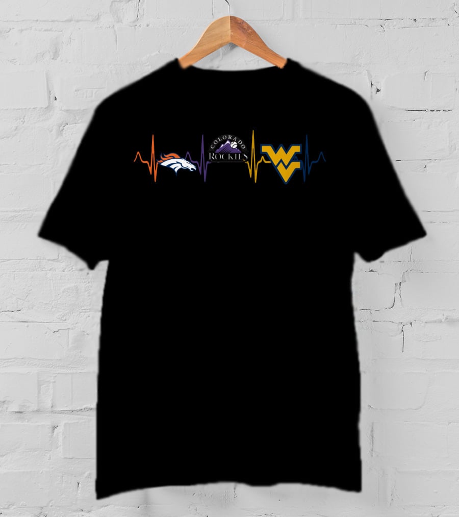 Broncos Colorado Rockies West Virginia Mountaineers Heartbeat T-Shirt
