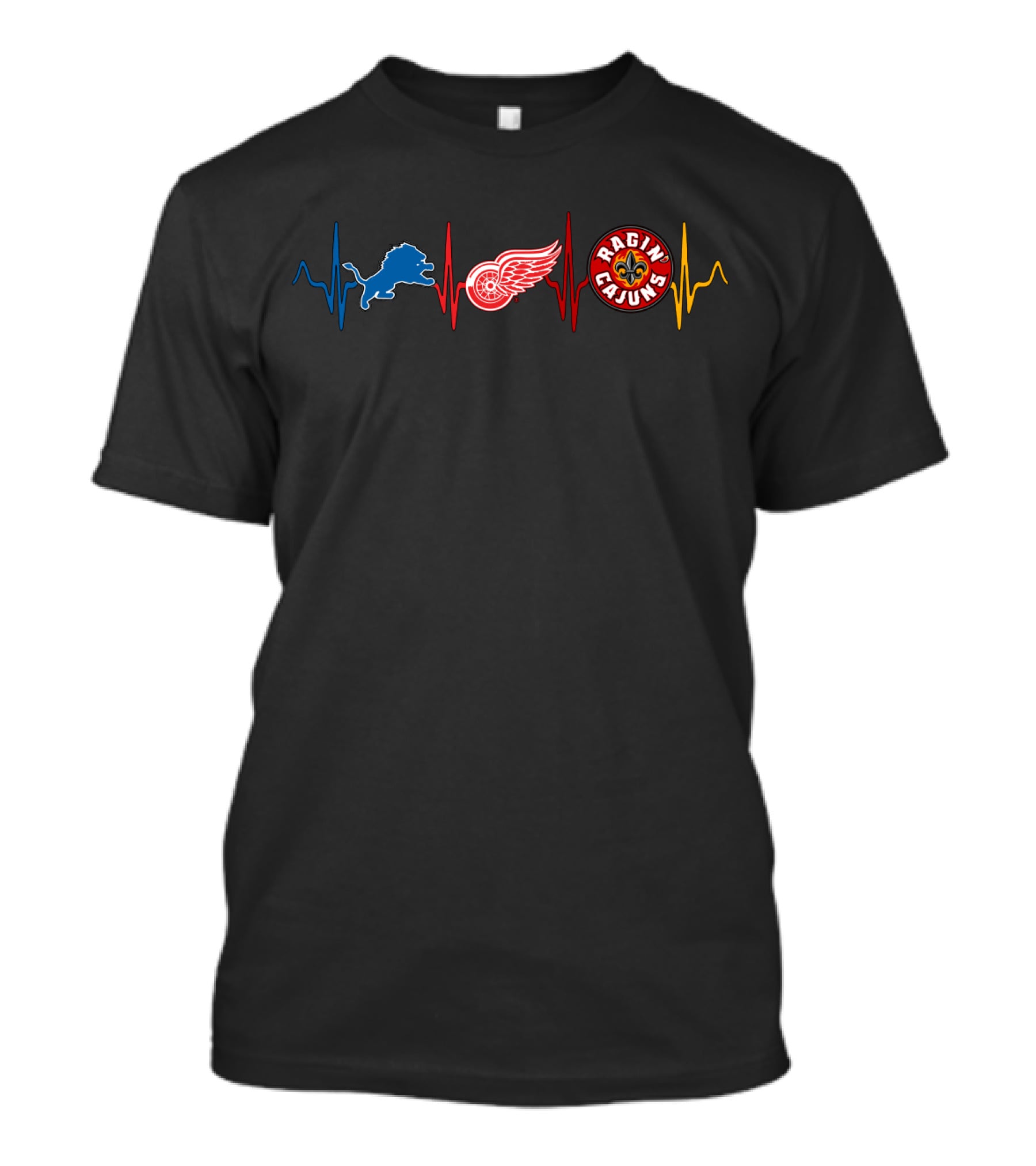 Lions Red Wings Ragin Cajuns Lrc Heartbeat T-Shirt