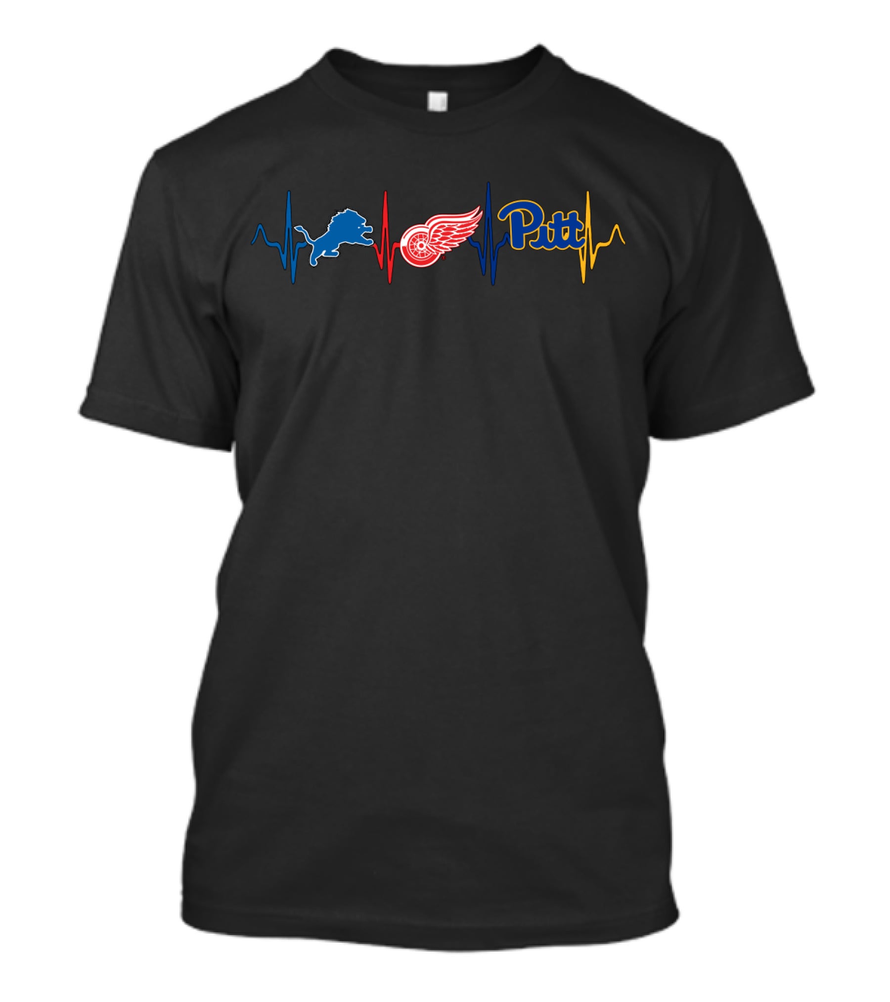 Detroit Lions Red Wings Pitt Heartbeat T-Shirt