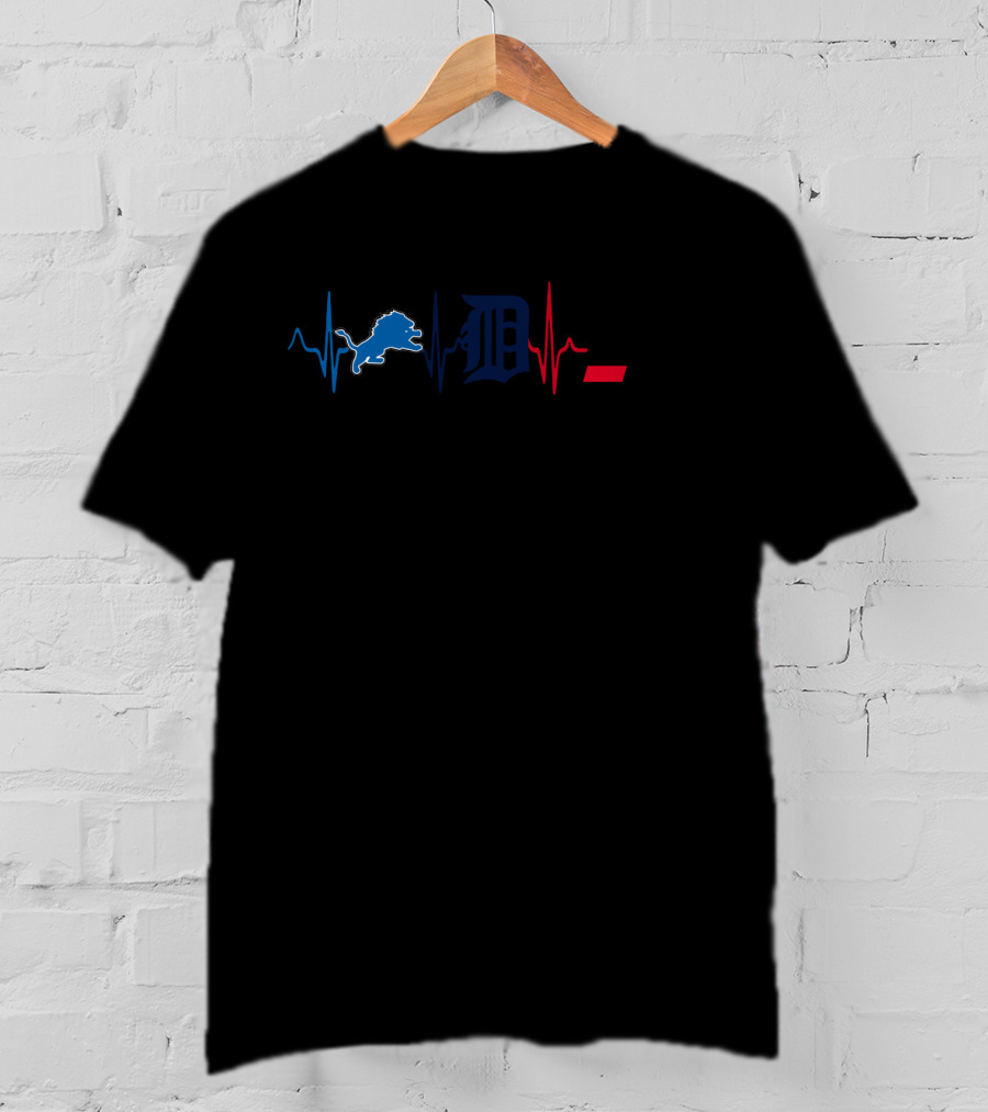 Detroit Lions Tigers Cincinnati Bearcats Heartbeat T-Shirt