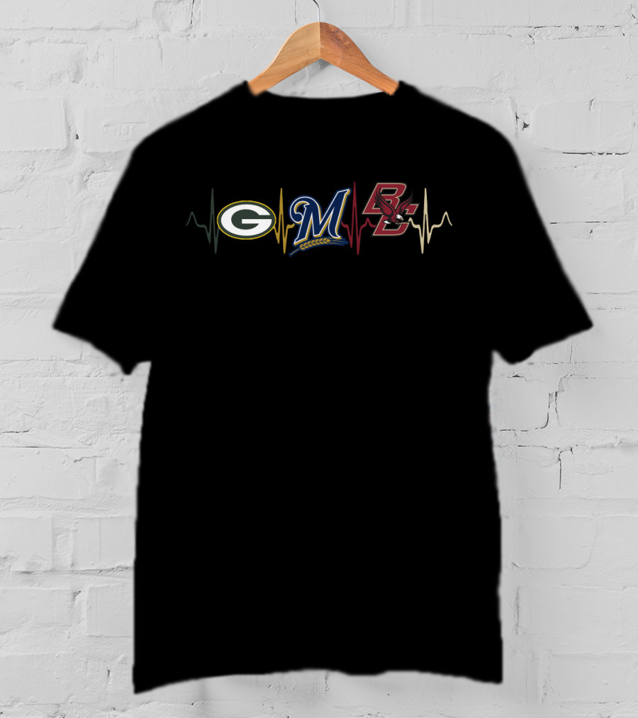 Love Packers Brewers Bc Heartbeat T-Shirt