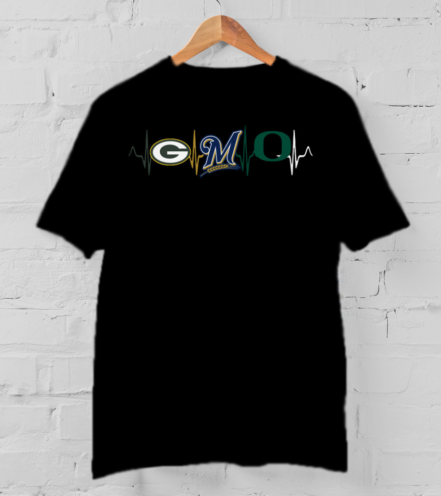 Love Packers Brewers Heartbeat T-Shirt
