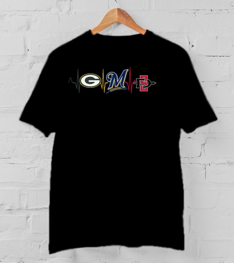 Packers Brewers San Diego State Heartbeat T-Shirt
