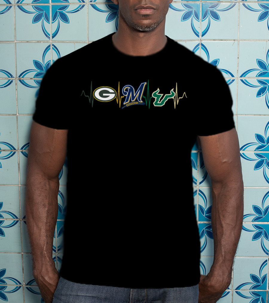 Packers Brewers Usf Heartbeat T-Shirt