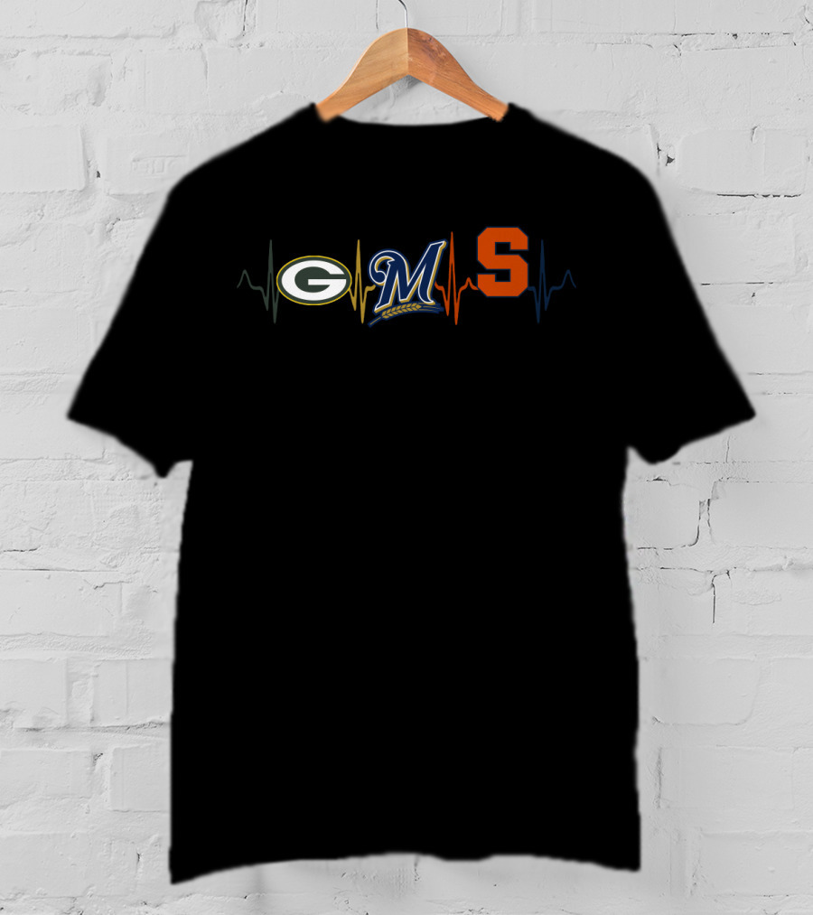 Love Packers Brewers Syracuse Heartbeat T-Shirt