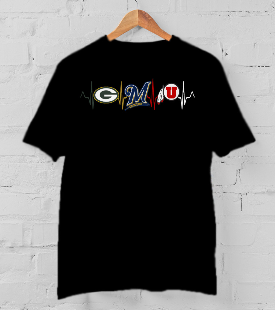 Packers Brewers Utes Heartbeat T-Shirt