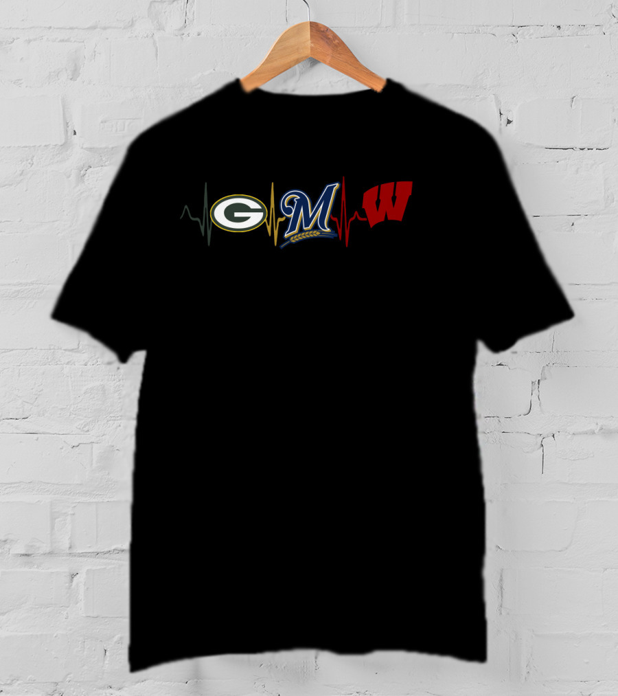 Packers Brewers Wisconsin Heartbeat Wb T-Shirt