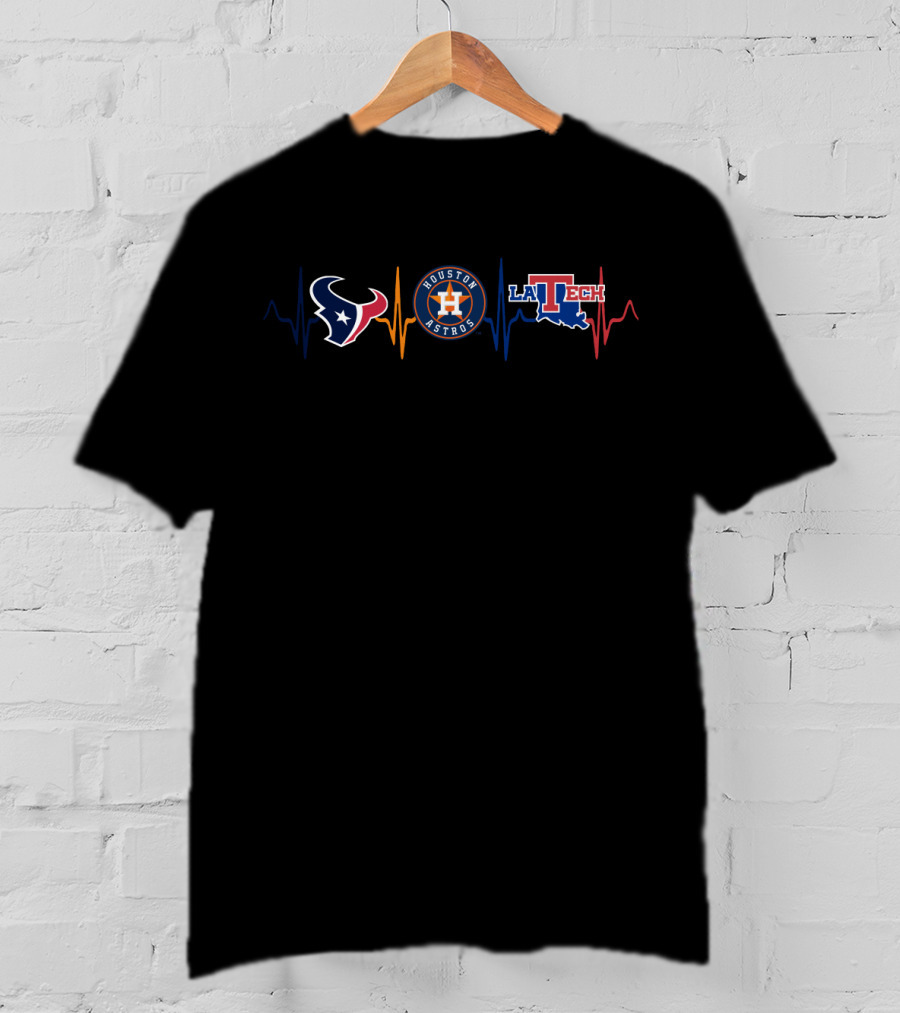 Houston Texans Houston Astros La Tech Heartbeat T-Shirt