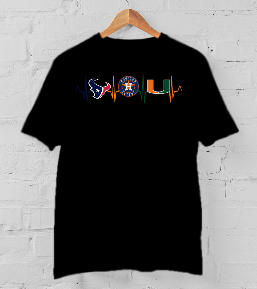 Love Texans Houston Astros Miami Hurricanes Fan Tribute T-Shirt