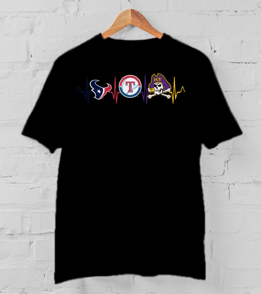 Houston Texans Love With Dallas Rangers And Ecu Pirates Ecp T-Shirt