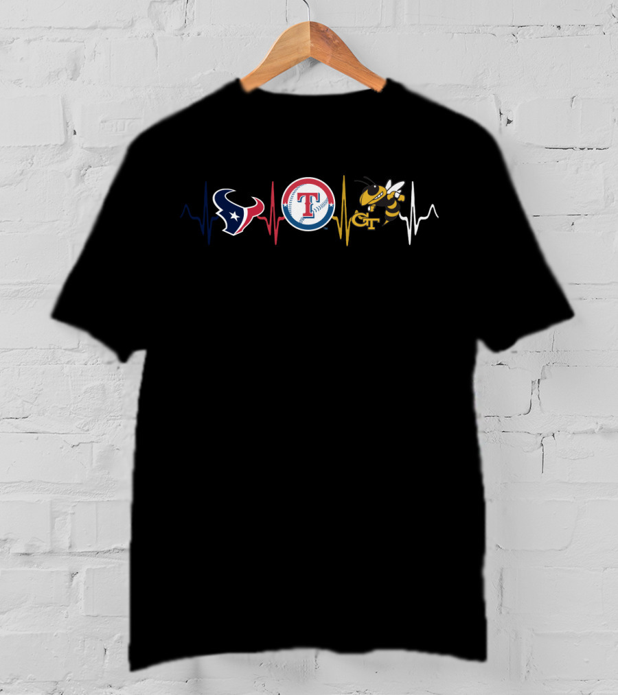 Love Houston Texans Texas Rangers Georgia Tech Yellow Jackets T-Shirt