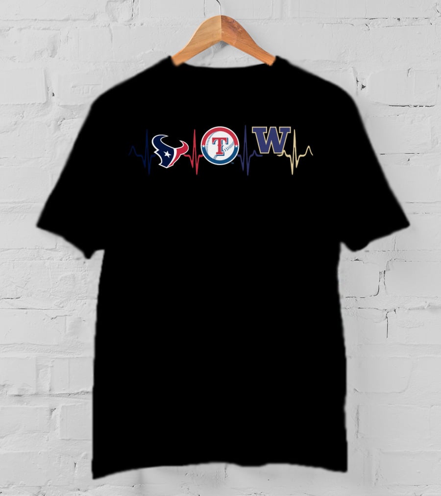 Love Texans Rangers Washington Football And Baseball Fans T-Shirt