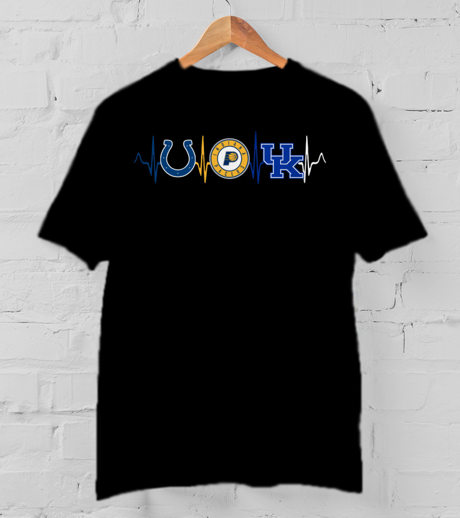 Love Colts Pacers Uk Wildcats Sports Fan Heartbeat T-Shirt