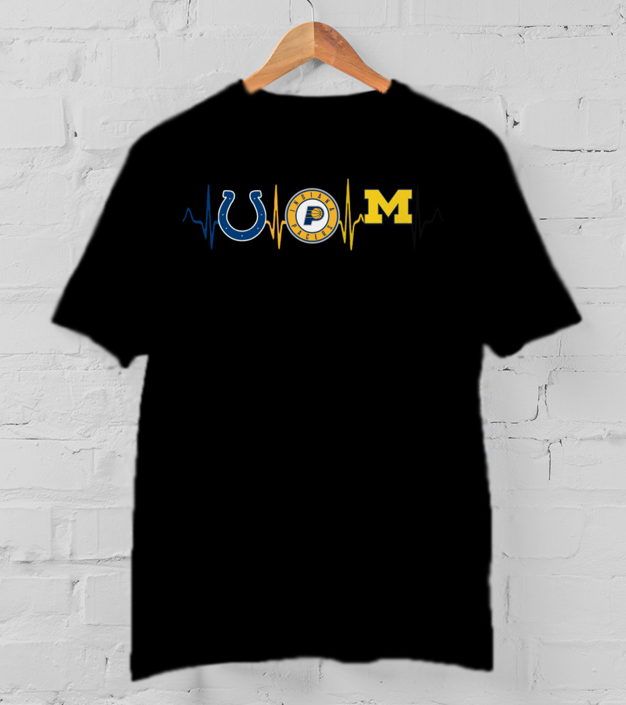 Love Colts Pacers Michigan Heartbeat T-Shirt