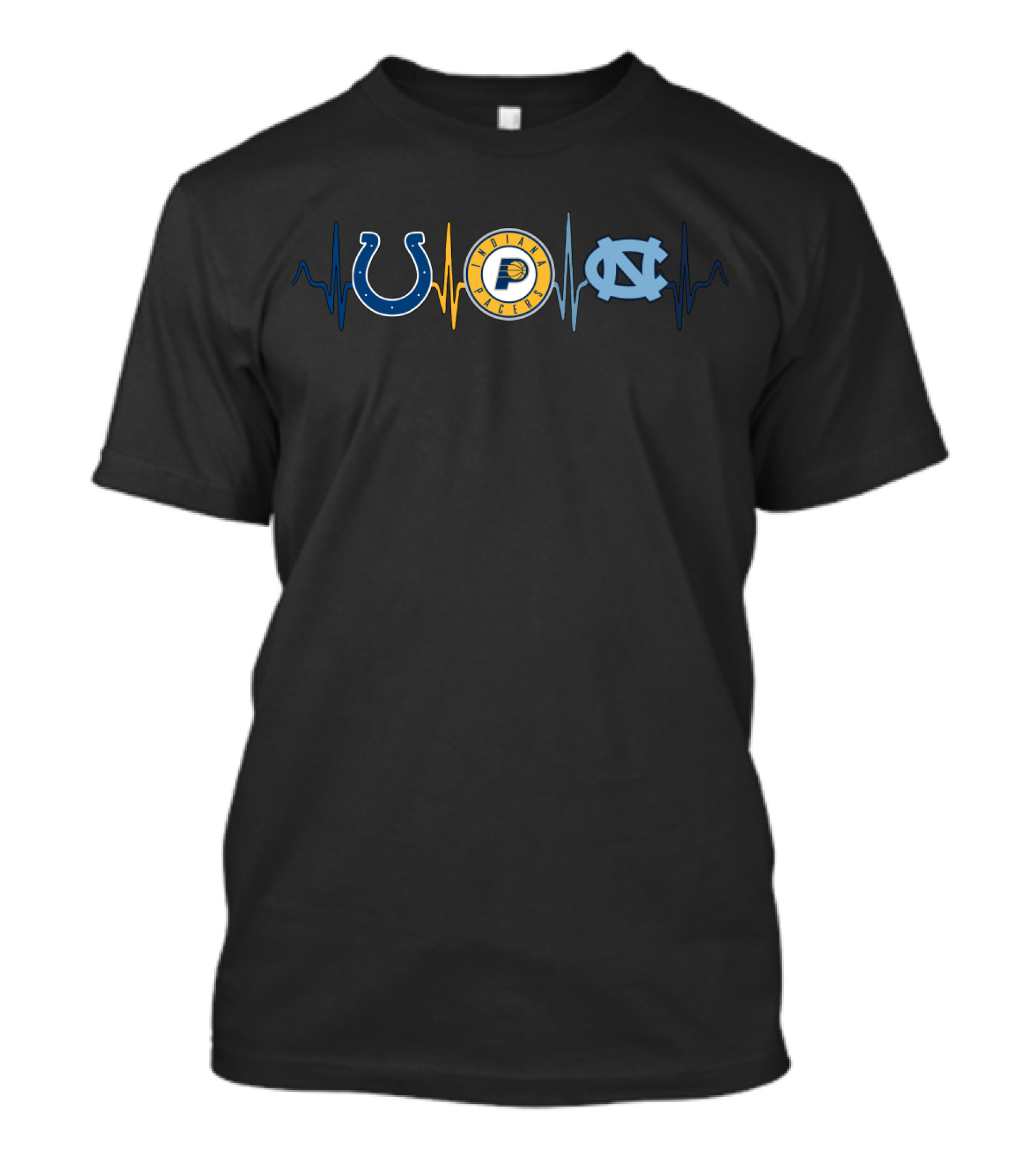 Colts Pacers North Carolina Tar Heels Heartbeat Fan Collection T-Shirt