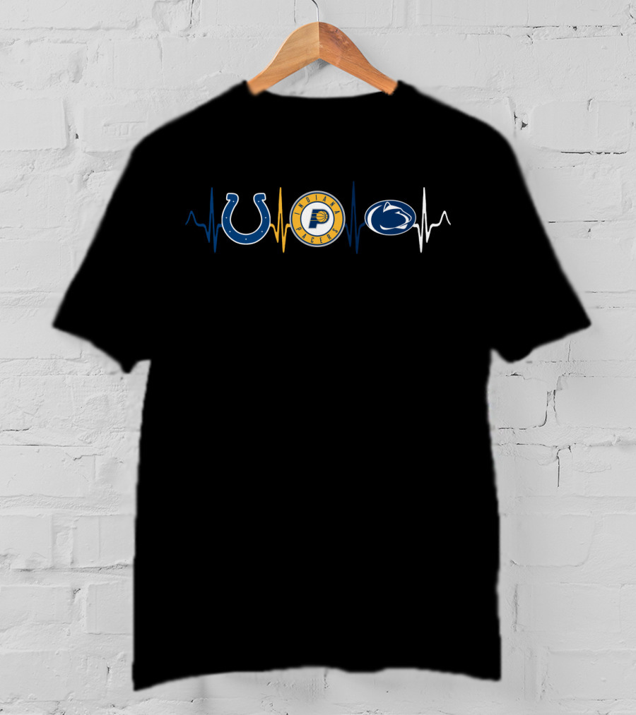 Indianapolis Colts Pacers Logo Penn State Nittany Lions Heartbeat T-Shirt