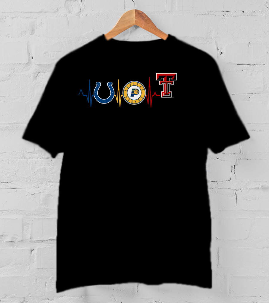Love Colts Pacers Texas Tech Heartbeat T-Shirt