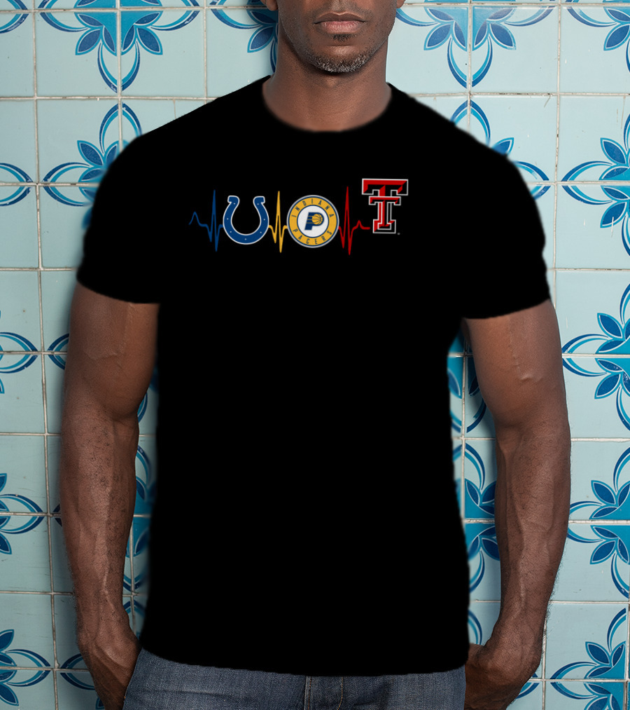 Love Colts Pacers Texas Tech Heartbeat T-Shirt