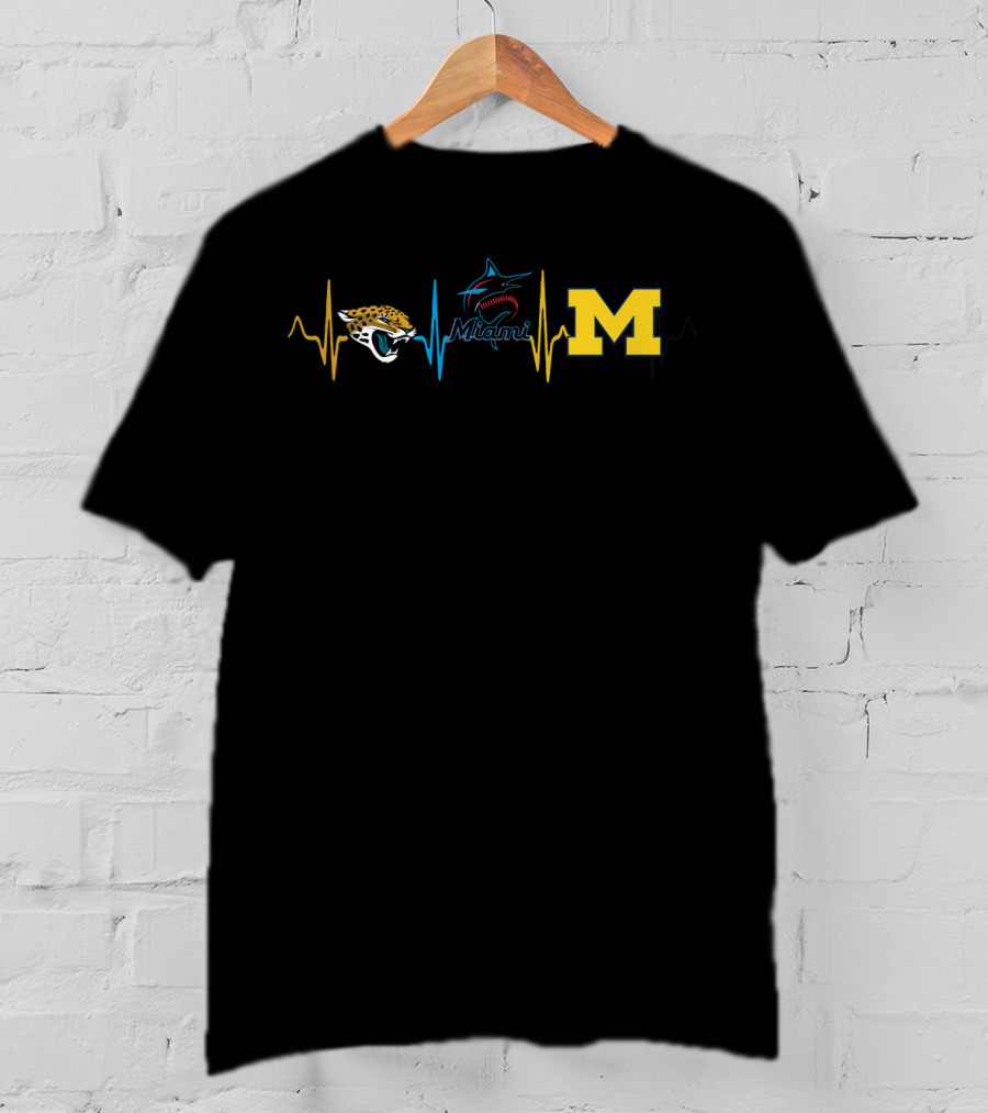 Love Jaguars Miami Marlins Michigan Wolverines T-Shirt