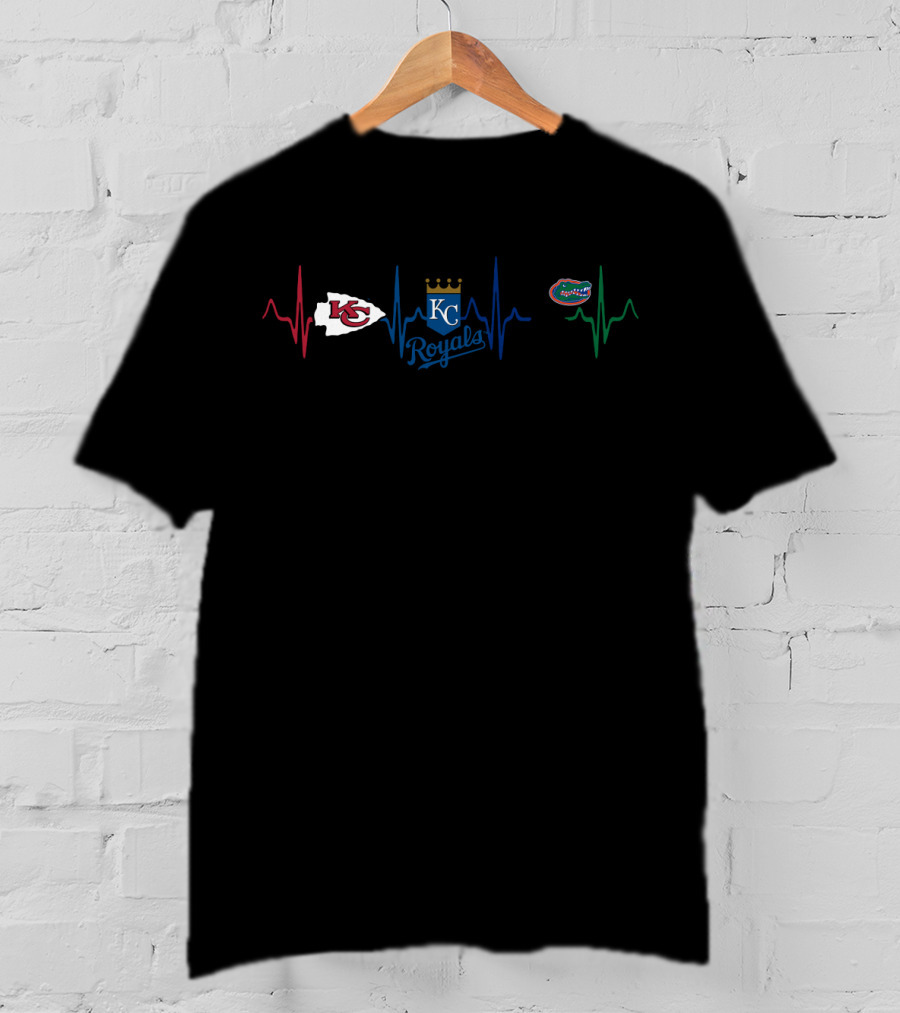 Kansas City Chiefs Royals Florida Gators Heartbeat T-Shirt
