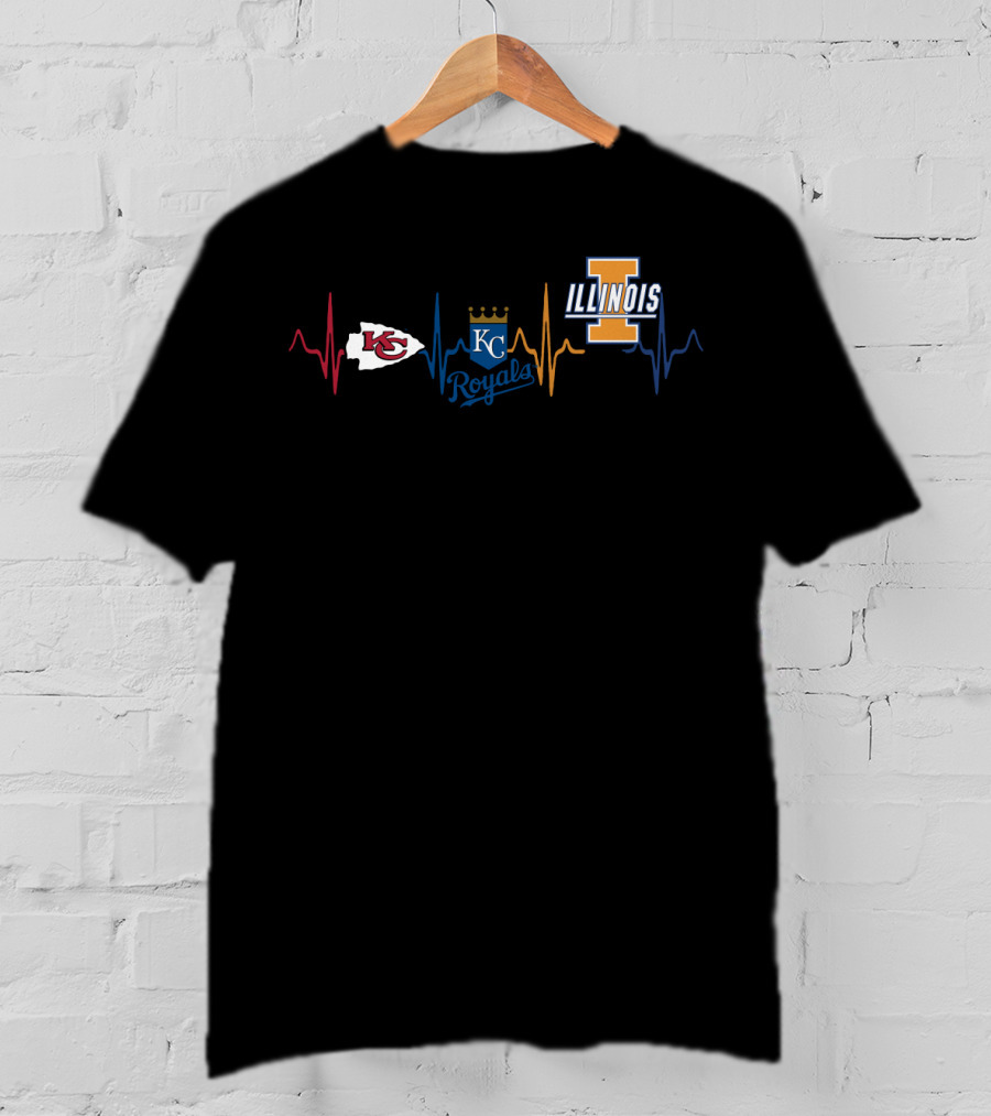 Kansas City Chiefs Royals Illinois Heartbeat T-Shirt