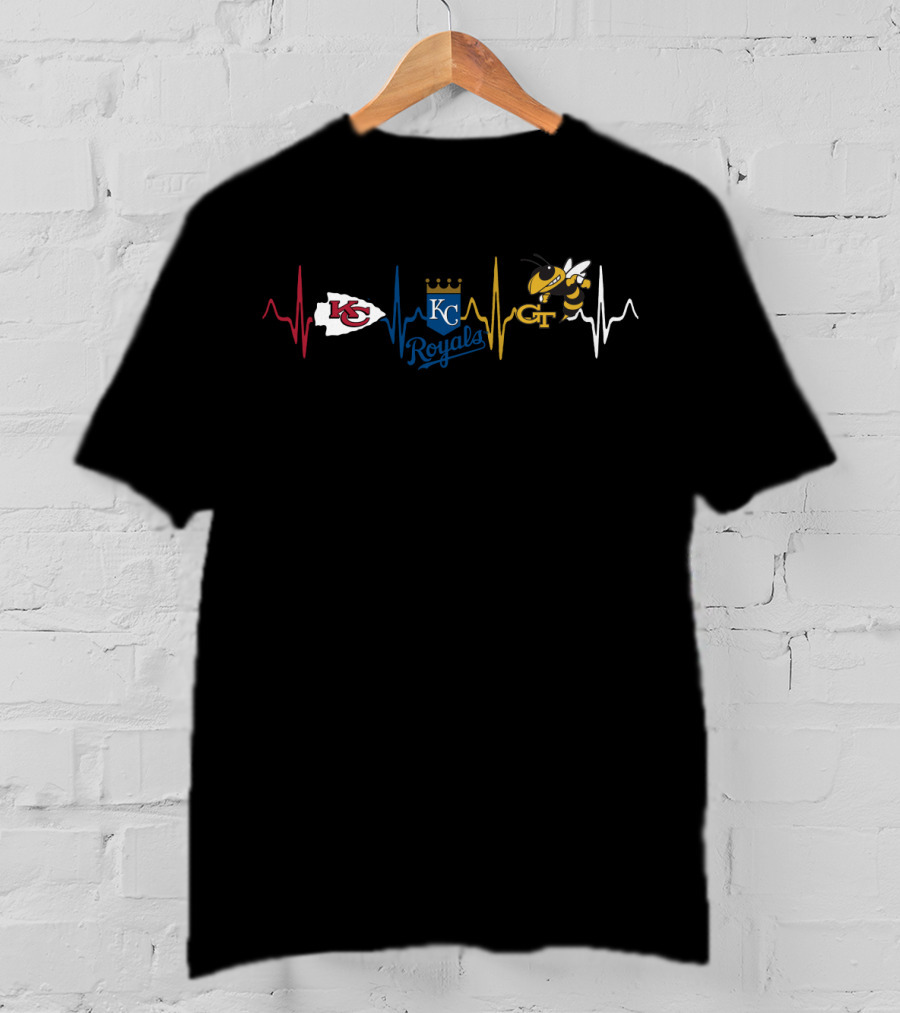 Kansas City Chiefs Royals Georgia Tech Heartbeat T-Shirt