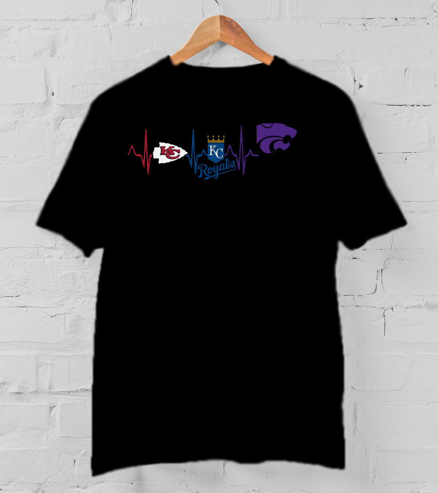 Kansas City Chiefs Royals K-State Heartbeat T-Shirt