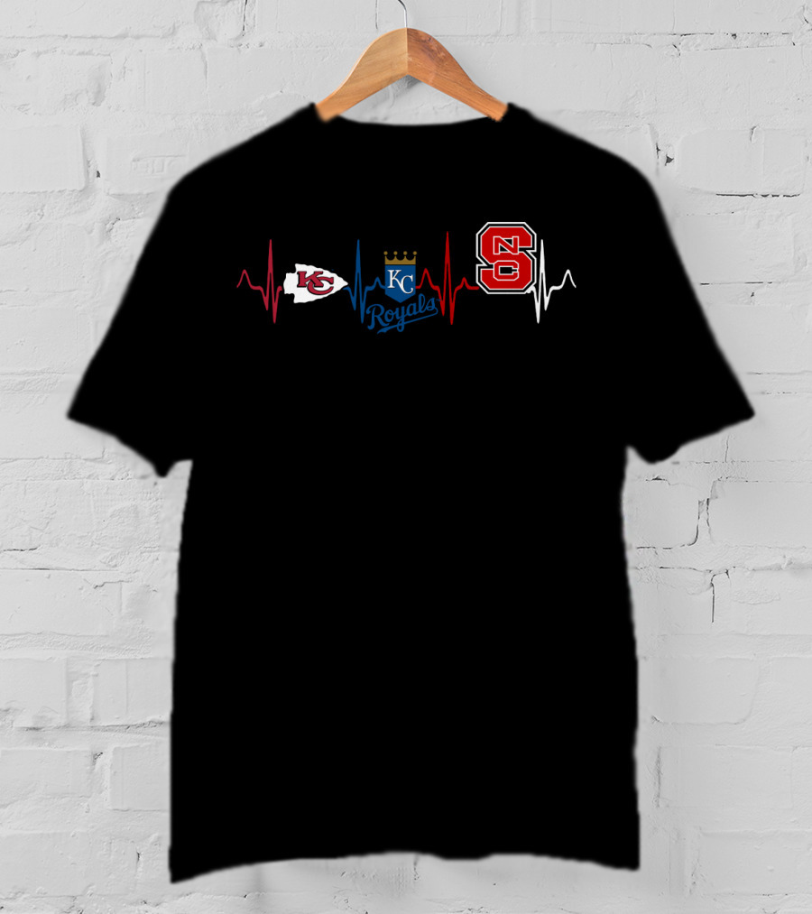 Kansas City Chiefs Royals Nc State Heartbeat T-Shirt