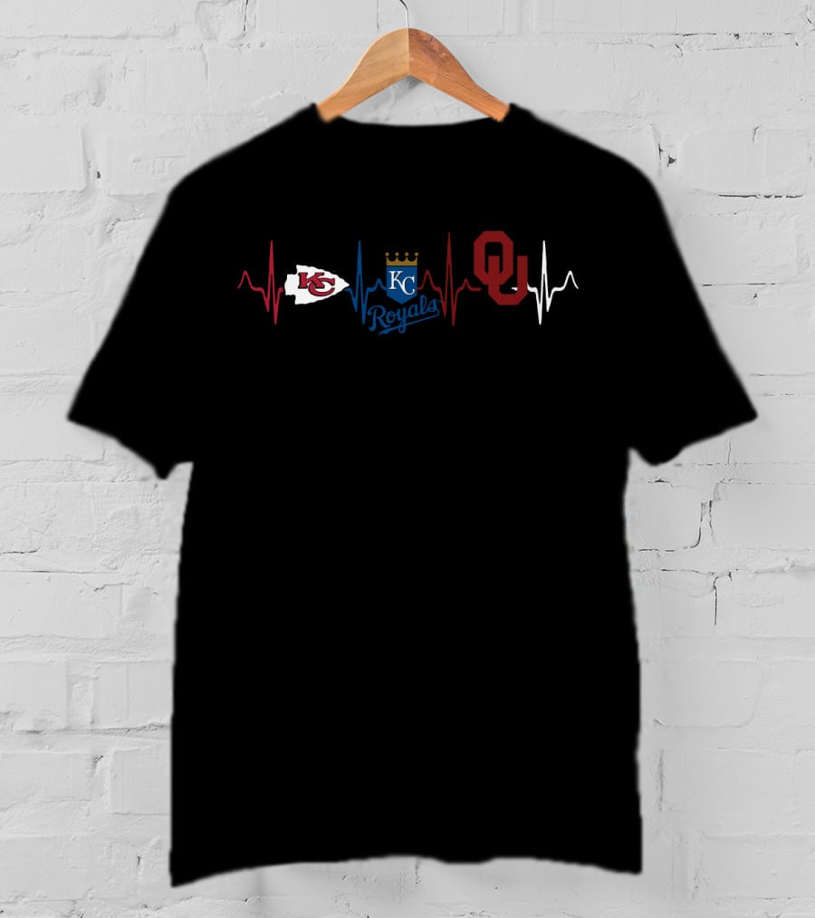 Love Chiefs Royals Oklahoma Heartbeat T-Shirt